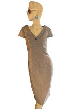 Unique Vintage Retro Houndstooth V-Neck y2k era wiggle Dress